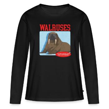 Sceau de morse | Morse morse morse cadeau de morse - T-shirt manches longues Premium bio Femme - noir - Devant - Julia (174cm)