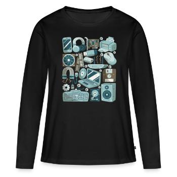 Computer - Frauen Premium Bio Langarmshirt - Schwarz - Vorne - Julia (174cm)