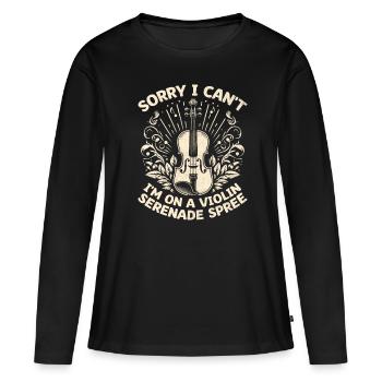 Désolé je ne peux pas je suis sur un violon sérénade spree violi - T-shirt manches longues Premium bio Femme - noir - Devant - Julia (174cm)