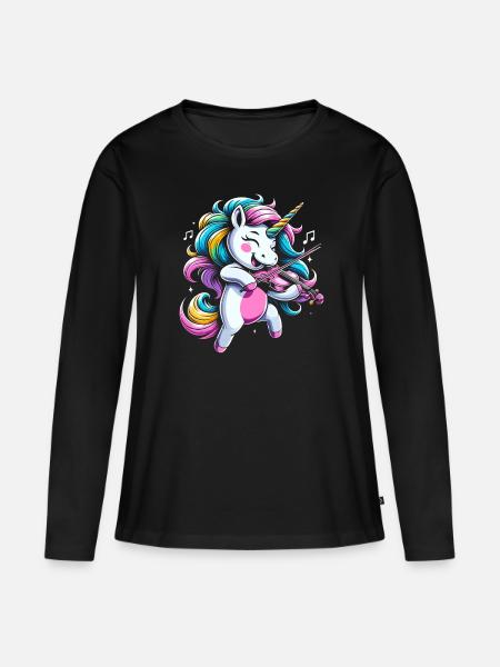 Einhorn Violine Instrument Geiger Geiger Geiger Geige - Frauen Premium Bio Langarmshirt - Schwarz