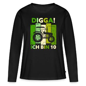 10. Geburtstag Junge Traktor Geschenk Landwirt - Frauen Premium Bio Langarmshirt - Schwarz - Vorne - Julia (174cm)