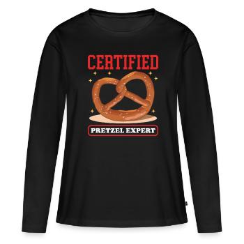 Bretzel Bretzel amoureux Bretzels cadeau - T-shirt manches longues Premium bio Femme - noir - Devant - Julia (174cm)