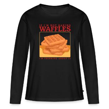 Gaufres Gaufres Lover Gaufre Cadeau - T-shirt manches longues Premium bio Femme - noir - Devant - Julia (174cm)