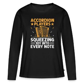Akkordeonspieler quetschen Freude in jede Note ac - Frauen Premium Bio Langarmshirt - Schwarz - Vorne - Julia (174cm)