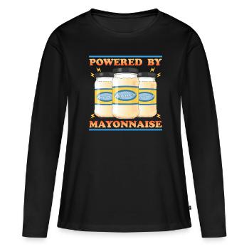 Mayo Powered By Mayonnaise Cadeau - T-shirt manches longues Premium bio Femme - noir - Devant - Julia (174cm)
