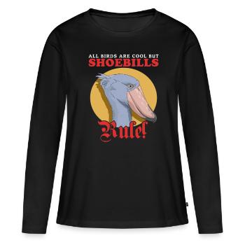Shoebill oiseau bec-en-sabot cadeau - T-shirt manches longues Premium bio Femme - noir - Devant - Julia (174cm)