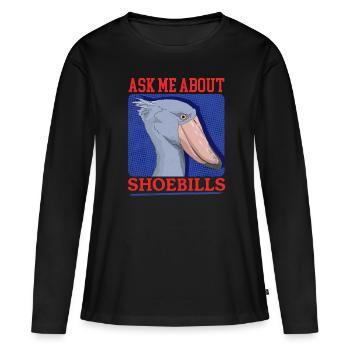 Shoebill bec-en-sabot oiseau cadeau - T-shirt manches longues Premium bio Femme - noir - Devant - Julia (174cm)