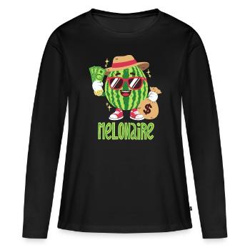 Melon Millionnaire - T-shirt manches longues Premium bio Femme - noir - Devant - Julia (174cm)