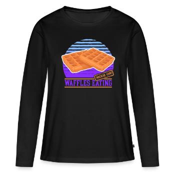 Gaufres Gaufres Lover Gaufre Cadeau - T-shirt manches longues Premium bio Femme - noir - Devant - Julia (174cm)