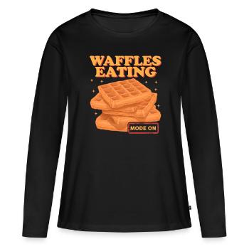 Gaufre Gaufre Lover Gaufres Cadeau - T-shirt manches longues Premium bio Femme - noir - Devant - Julia (174cm)