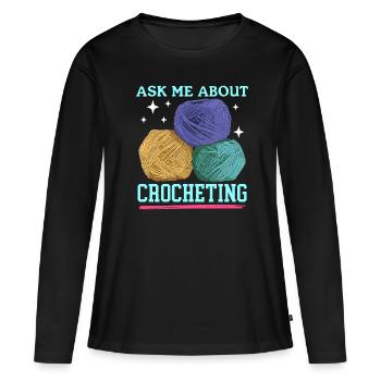 Crochet Crochet Crochet fil Crochet cadeau - T-shirt manches longues Premium bio Femme - noir - Devant - Julia (174cm)