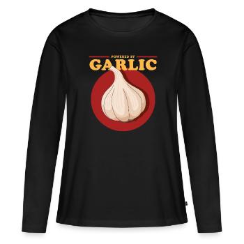 Cadeau d’amant d’ail à l’ail - T-shirt manches longues Premium bio Femme - noir - Devant - Julia (174cm)