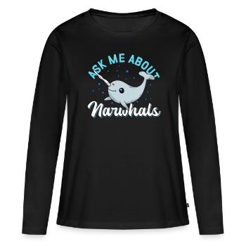 Narval baleine Narval Narval baleines cadeau - T-shirt manches longues Premium bio Femme - noir - Devant - Julia (174cm)