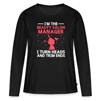 Gestionnaire de SPA Emploi Bien-être Drôle Gestion de SPA Sayi - T-shirt manches longues Premium bio Femme - noir - Devant - Julia (174cm)