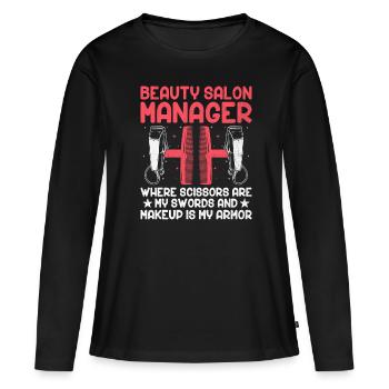 Gestionnaire de SPA Emploi Bien-être Drôle Gestion de SPA Sayi - T-shirt manches longues Premium bio Femme - noir - Devant - Julia (174cm)