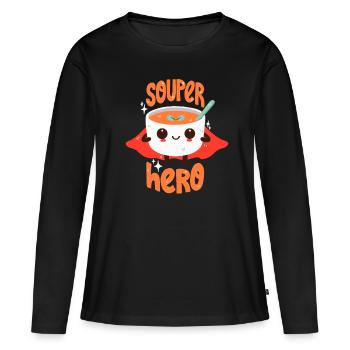 Superhero Soup - Women's Premium Organic Long Sleeve Shirt - black - Front - Julia (174cm)