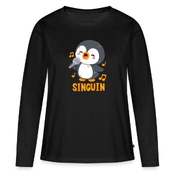 Singender Pinguin: Singuin - Frauen Premium Bio Langarmshirt - Schwarz - Vorne - Julia (174cm)