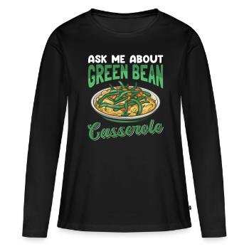 Casserole de haricots verts Casserole de haricots cadeau - T-shirt manches longues Premium bio Femme - noir - Devant - Julia (174cm)