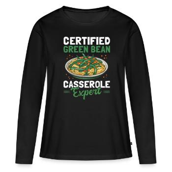 Casserole de haricots verts Casserole de haricots cadeau - T-shirt manches longues Premium bio Femme - noir - Devant - Julia (174cm)