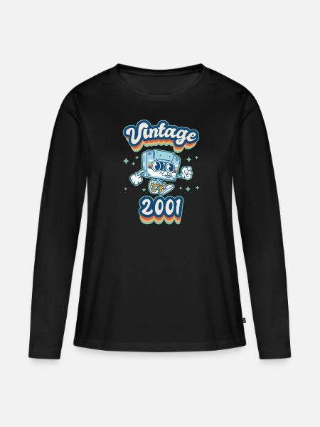 2001 Jahrgang Geburtstag Retro Vintage Geschenk - Frauen Premium Bio Langarmshirt - Schwarz