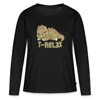 T-Relax - T-shirt manches longues Premium bio Femme - noir - Devant - Julia (174cm)