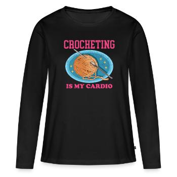 Crochet Crochet Crochet Crochet Fil Cadeau - T-shirt manches longues Premium bio Femme - noir - Devant - Julia (174cm)
