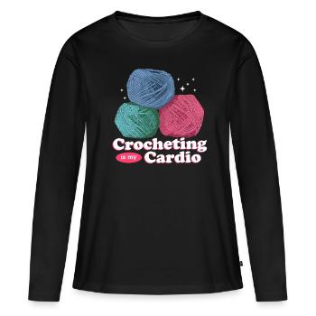 Crochet Crochet Fil Crochet Crochet Cadeau - T-shirt manches longues Premium bio Femme - noir - Devant - Julia (174cm)