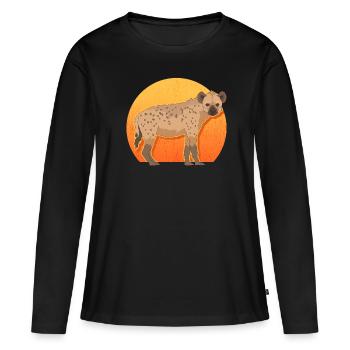 Hyène Hyène Cadeau Hyène Tachetée - T-shirt manches longues Premium bio Femme - noir - Devant - Julia (174cm)