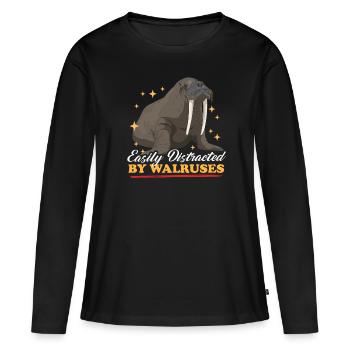 Cadeau de morse morse - T-shirt manches longues Premium bio Femme - noir - Devant - Julia (174cm)