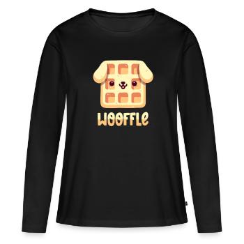 Chien gaufré - T-shirt manches longues Premium bio Femme - noir - Devant - Julia (174cm)