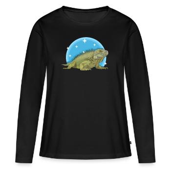 Iguane lézard reptile iguane cadeau iguanes - T-shirt manches longues Premium bio Femme - noir - Devant - Julia (174cm)