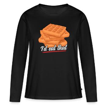 Gaufres Gaufres Gaufre Amateur Cadeau Gaufre - T-shirt manches longues Premium bio Femme - noir - Devant - Julia (174cm)