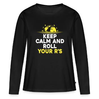Professeur de langues étrangères École Professeurs de langues - T-shirt manches longues Premium bio Femme - noir - Devant - Julia (174cm)