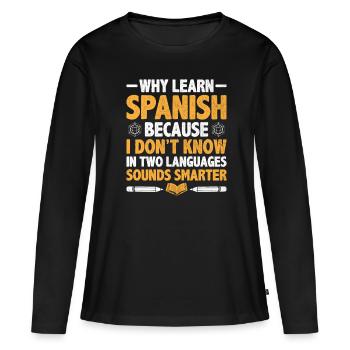 Professeur de langues étrangères École Professeurs de langues - T-shirt manches longues Premium bio Femme - noir - Devant - Julia (174cm)