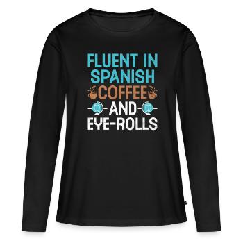 Professeur de langues étrangères École Professeurs de langues - T-shirt manches longues Premium bio Femme - noir - Devant - Julia (174cm)