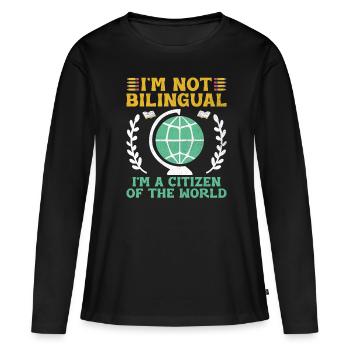 Professeur de langues étrangères École Professeurs de langues - T-shirt manches longues Premium bio Femme - noir - Devant - Julia (174cm)