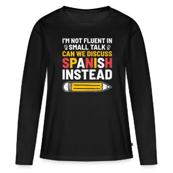 Professeur de langues étrangères École Professeurs de langues - T-shirt manches longues Premium bio Femme - noir - Devant - Julia (174cm)