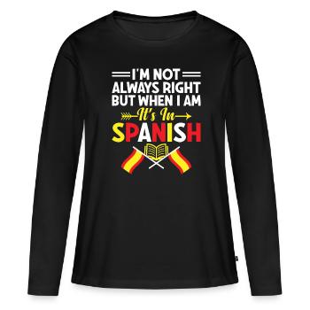 Professeur de langues étrangères École Professeurs de langues - T-shirt manches longues Premium bio Femme - noir - Devant - Julia (174cm)