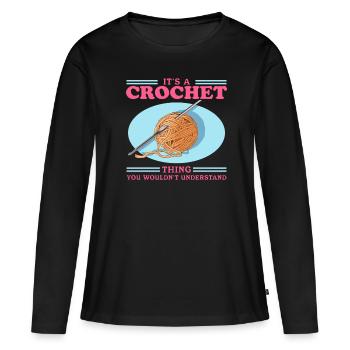 Crochet Crochet Crochet Crochet Fil Cadeau - T-shirt manches longues Premium bio Femme - noir - Devant - Julia (174cm)