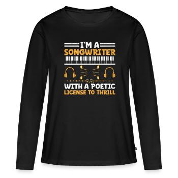 Musicien Auteur-compositeur Chanteur Musicien Musique Musique Pr - T-shirt manches longues Premium bio Femme - noir - Devant - Julia (174cm)