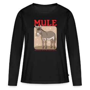 Mule mulet mulet cadeau - T-shirt manches longues Premium bio Femme - noir - Devant - Julia (174cm)