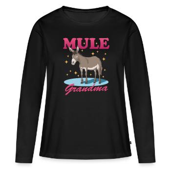 Mule Grandma Mule Muli Mule Gift - Women's Premium Organic Long Sleeve Shirt - black - Front - Julia (174cm)