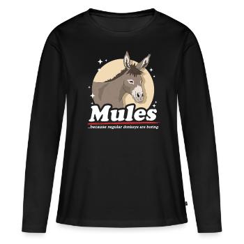Mule Muli Mule Mule Gift - Women's Premium Organic Long Sleeve Shirt - black - Front - Julia (174cm)