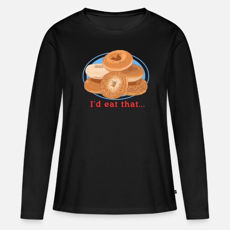 Bagel Bagelbrot Beigel Geschenk - Frauen Premium Bio Langarmshirt - Schwarz