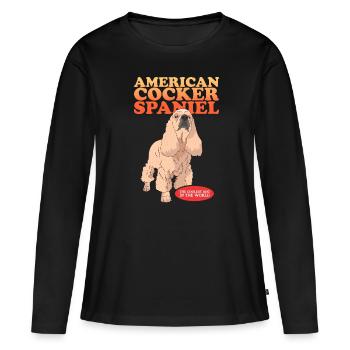 Cocker américain épagneul chien cadeau - T-shirt manches longues Premium bio Femme - noir - Devant - Julia (174cm)