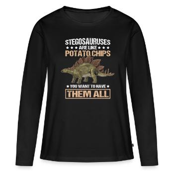 Cadeau de dinosaure Stegosaurus Dinos - T-shirt manches longues Premium bio Femme - noir - Devant - Julia (174cm)