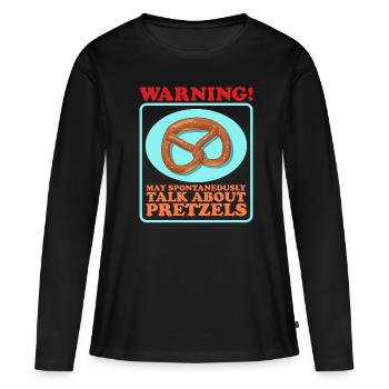 Bretzel Bretzels Cadeau d’amoureux des bretzels - T-shirt manches longues Premium bio Femme - noir - Devant - Julia (174cm)