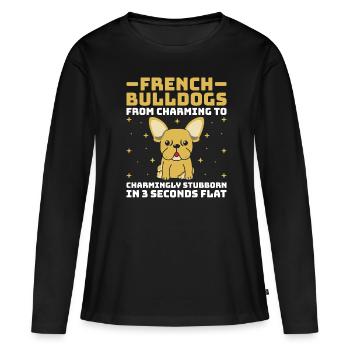 Les bouledogues français : du charmant au charmant stubbo - T-shirt manches longues Premium bio Femme - noir - Devant - Julia (174cm)