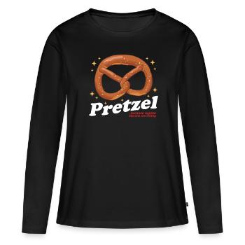 Bretzel Bretzels Cadeau d’amoureux des bretzels - T-shirt manches longues Premium bio Femme - noir - Devant - Julia (174cm)