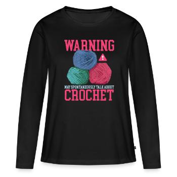 Crochet Crochet Crochet Crochet Fil Cadeau - T-shirt manches longues Premium bio Femme - noir - Devant - Julia (174cm)